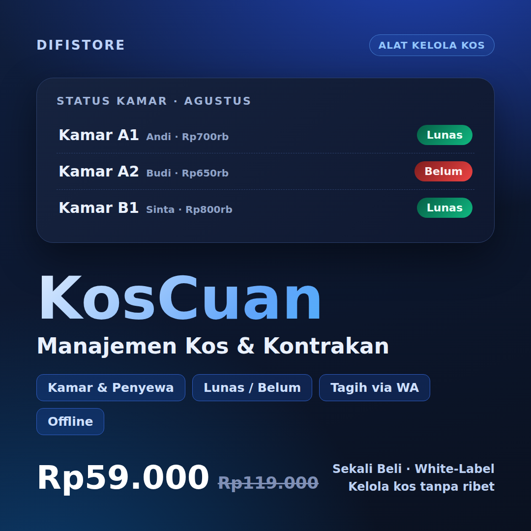 KosCuan — Manajemen Kos & Kontrakan
